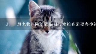 一般宠物医院给猫猫做腹水检查需要多少钱呀？在线等